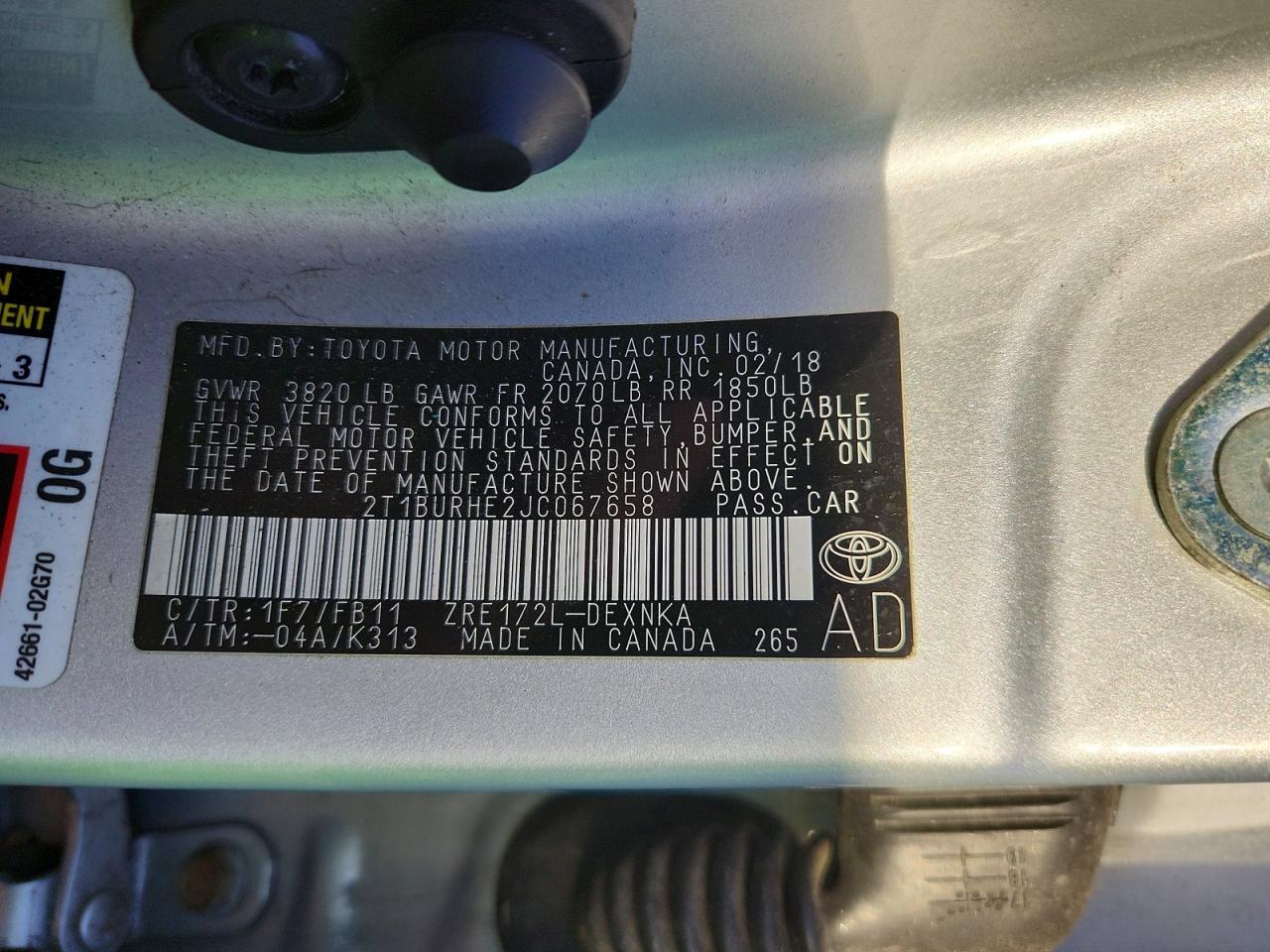 2018 TOYOTA COROLLA