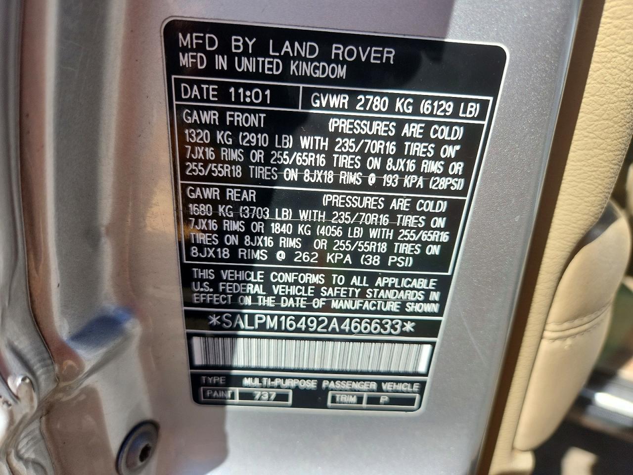 2002 LAND ROVER RANGE ROVER