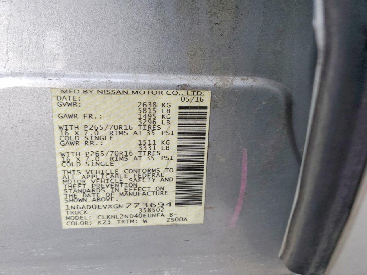 2016 NISSAN Frontier