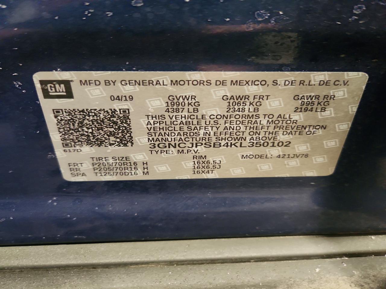2019 CHEVROLET TRAX