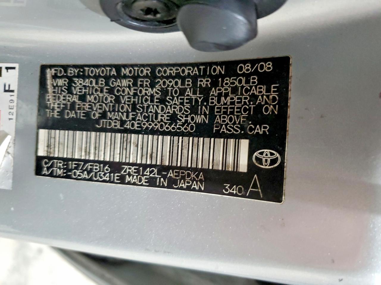 2009 TOYOTA COROLLA