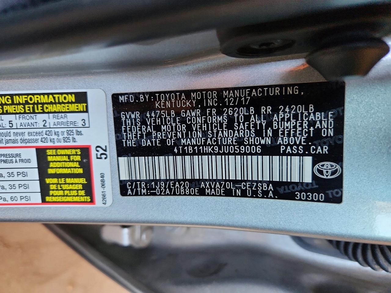 2018 TOYOTA CAMRY