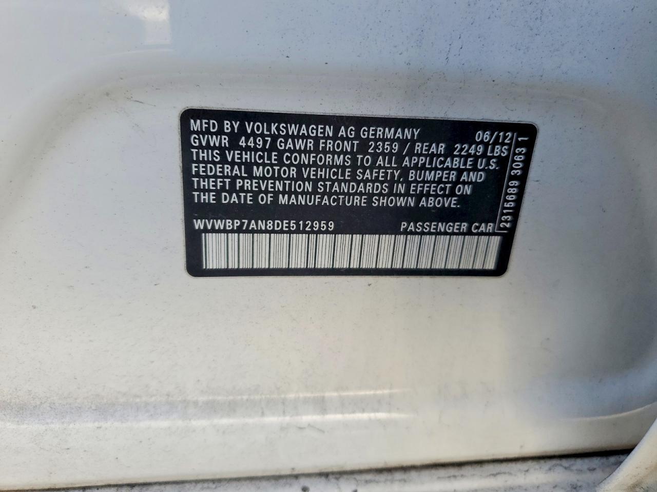 2013 VOLKSWAGEN CC