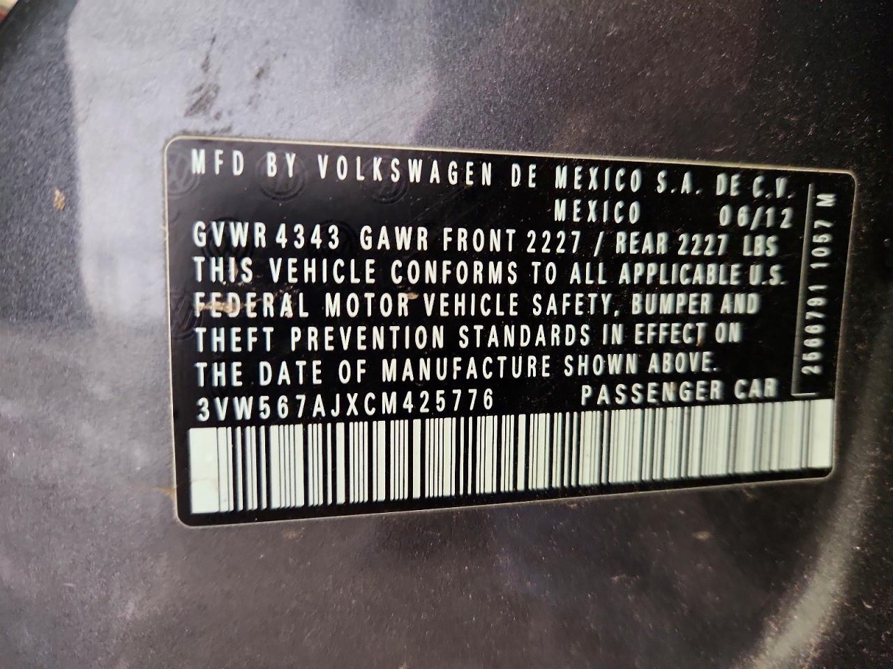 2012 VOLKSWAGEN JETTA