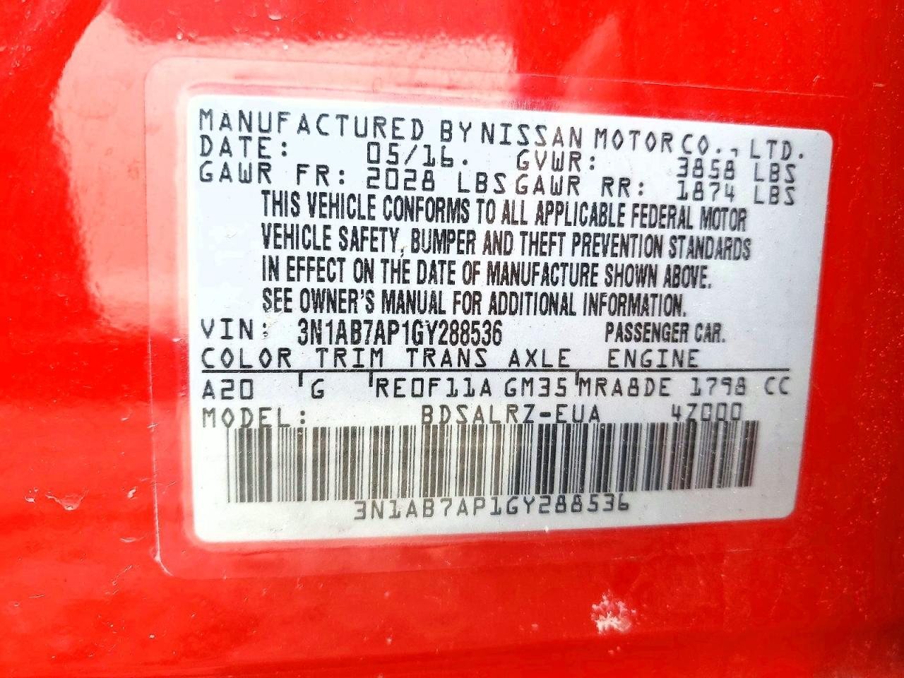 2016 NISSAN SENTRA