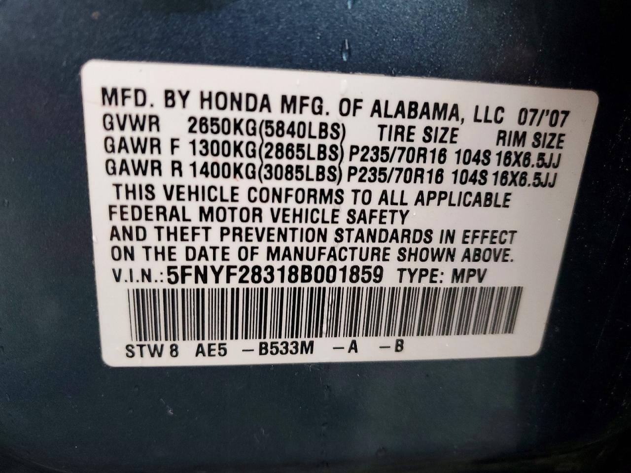 2008 HONDA PILOT