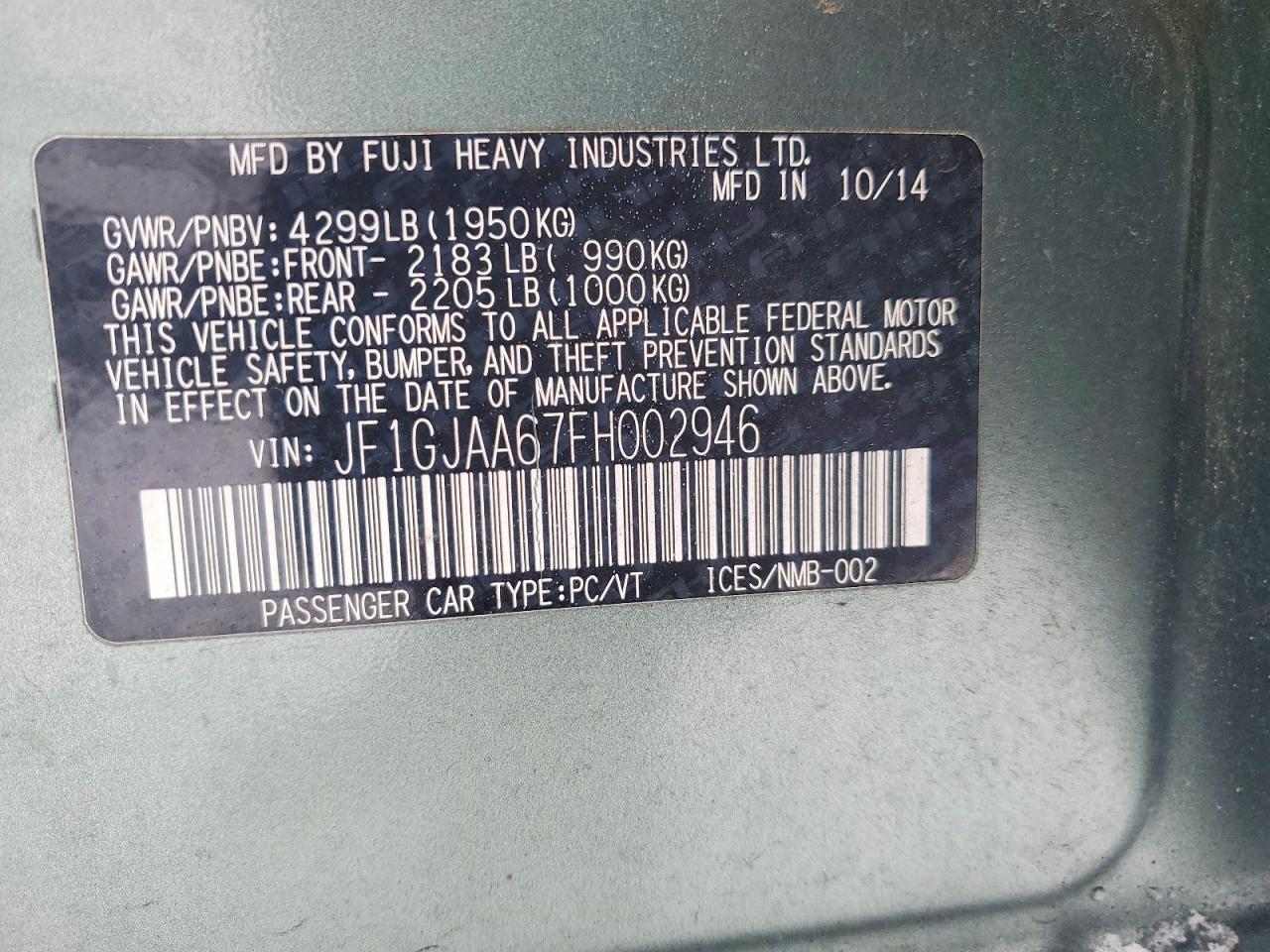 2015 SUBARU IMPREZA