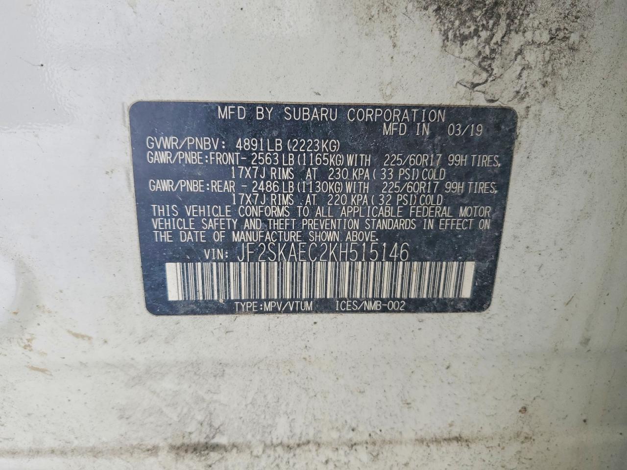 2019 SUBARU FORESTER
