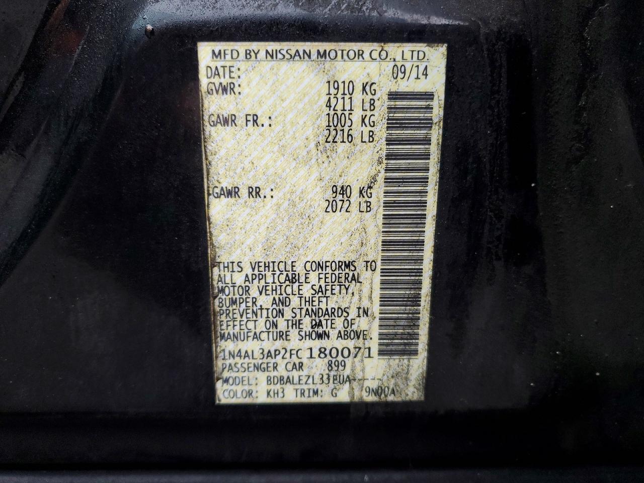 2015 NISSAN ALTIMA