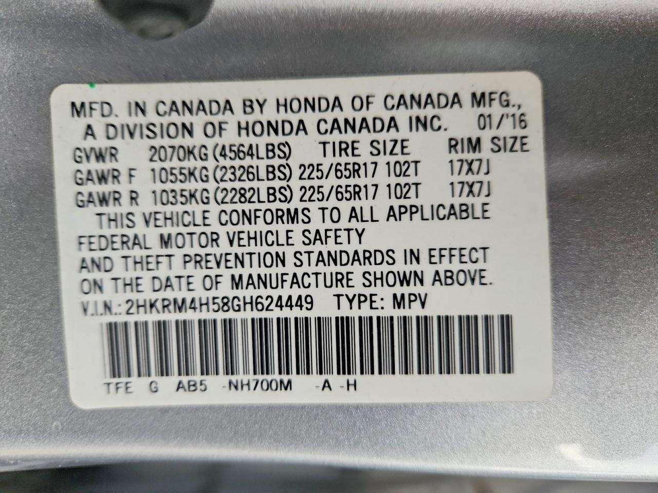 2016 HONDA CR-V