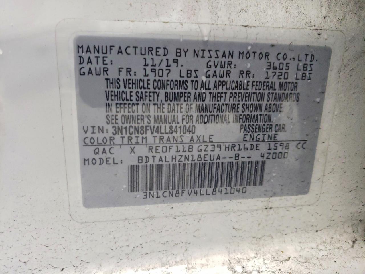 2020 NISSAN VERSA
