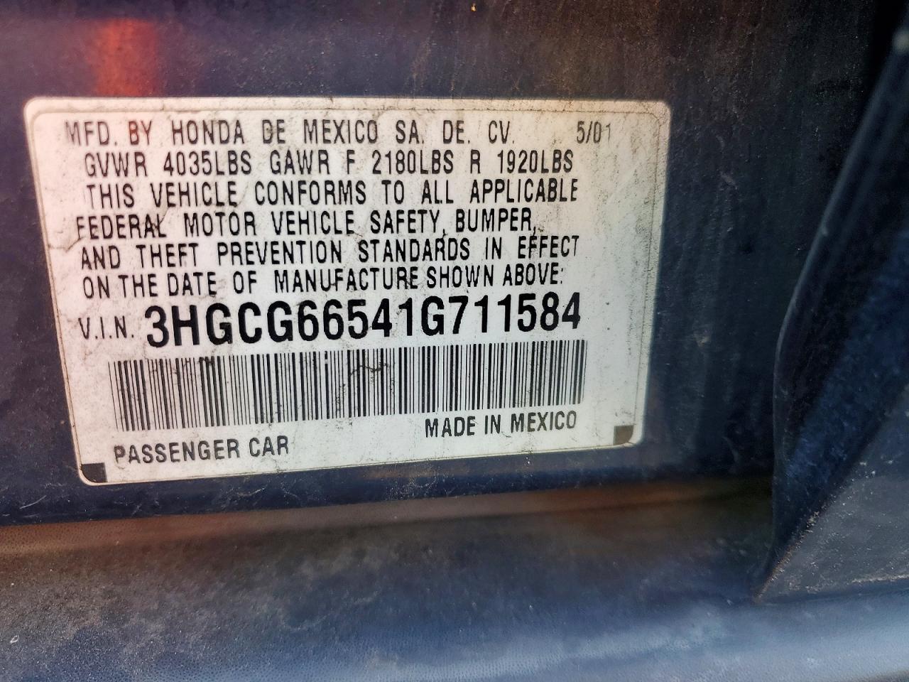 2001 HONDA ACCORD