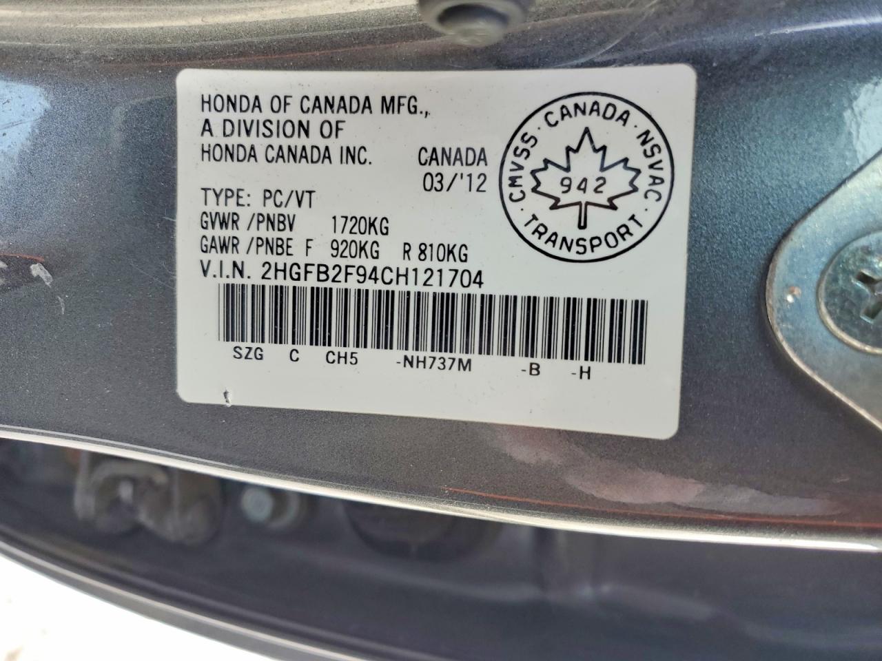 2012 HONDA CIVIC