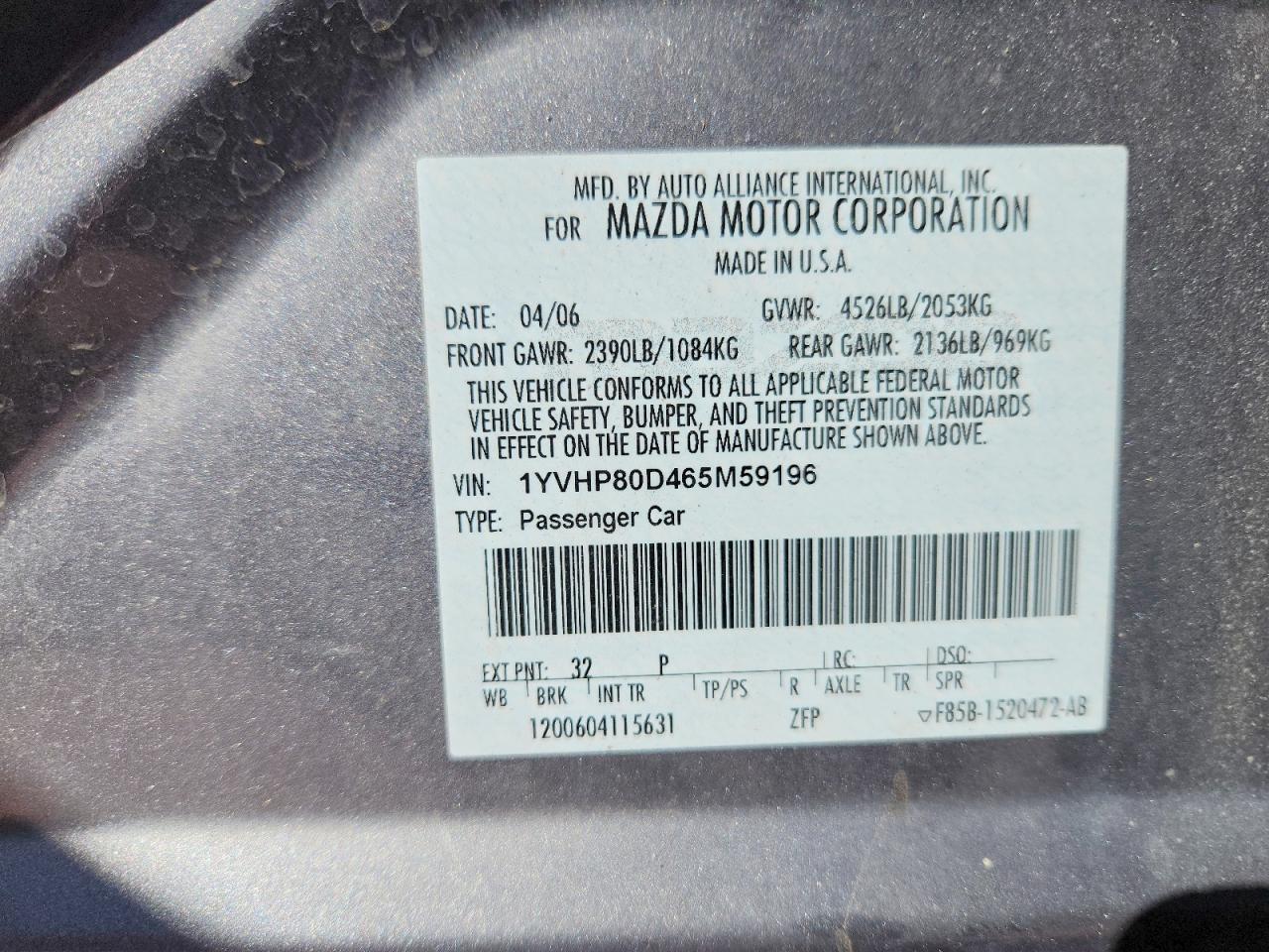 2006 MAZDA 6
