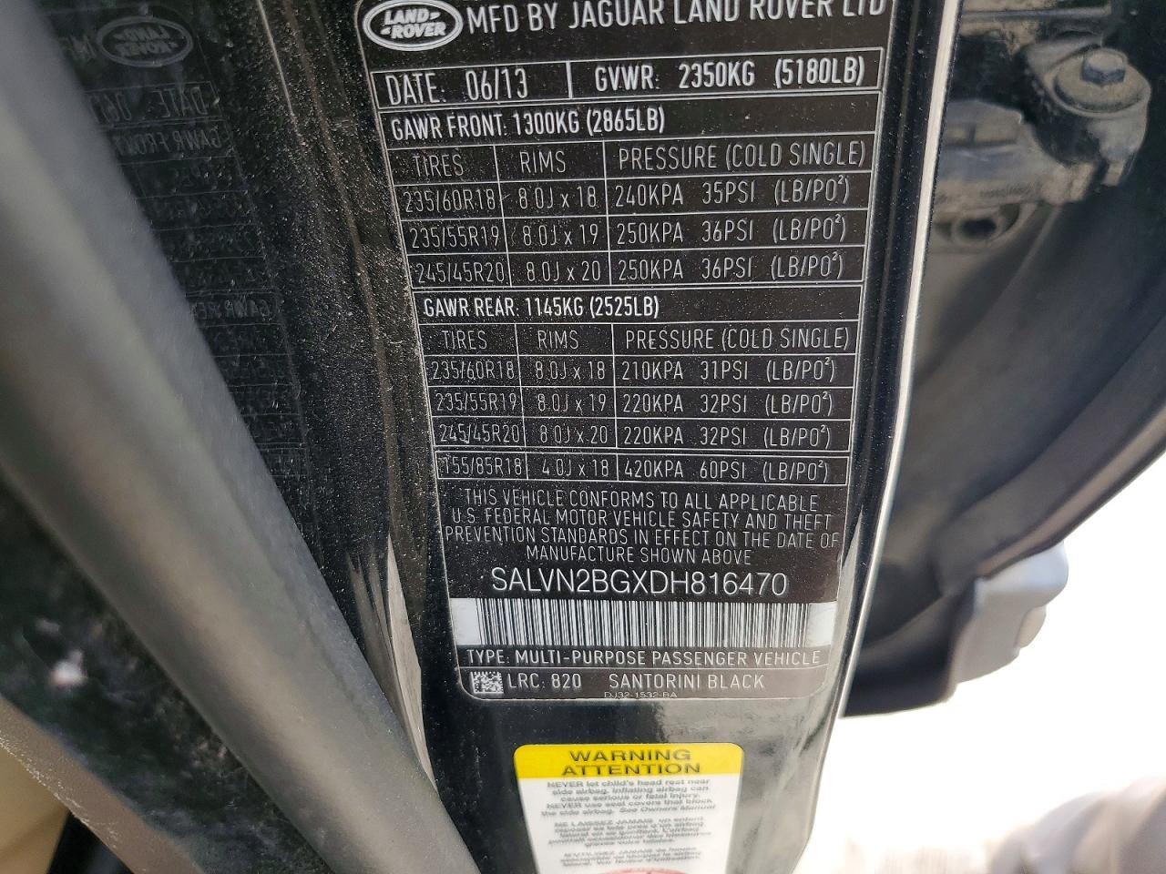 2013 LAND ROVER RANGE ROVER EVOQUE