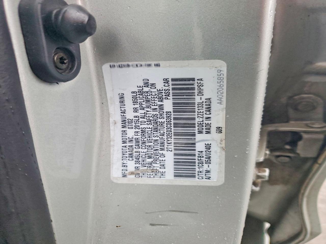 2003 TOYOTA COROLLA