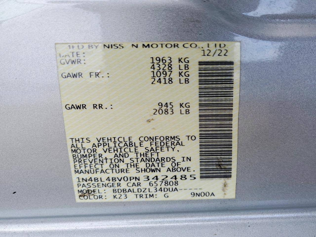 2023 NISSAN ALTIMA