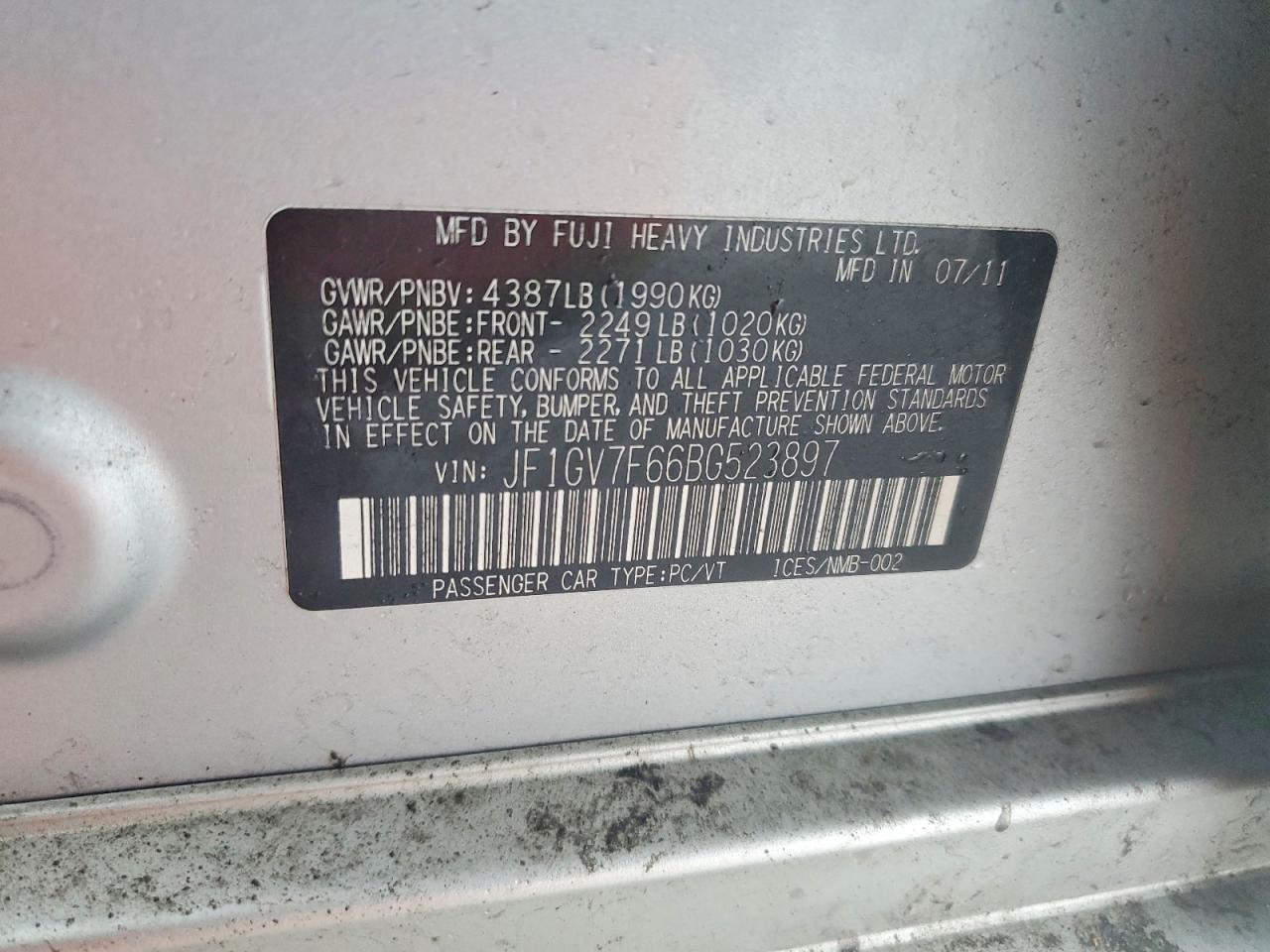 2011 SUBARU IMPREZA