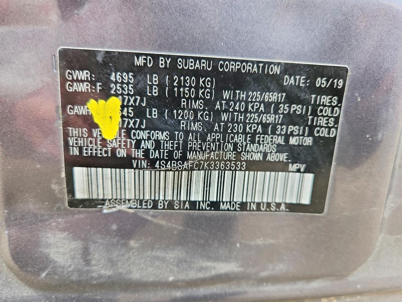 2019 SUBARU Outback