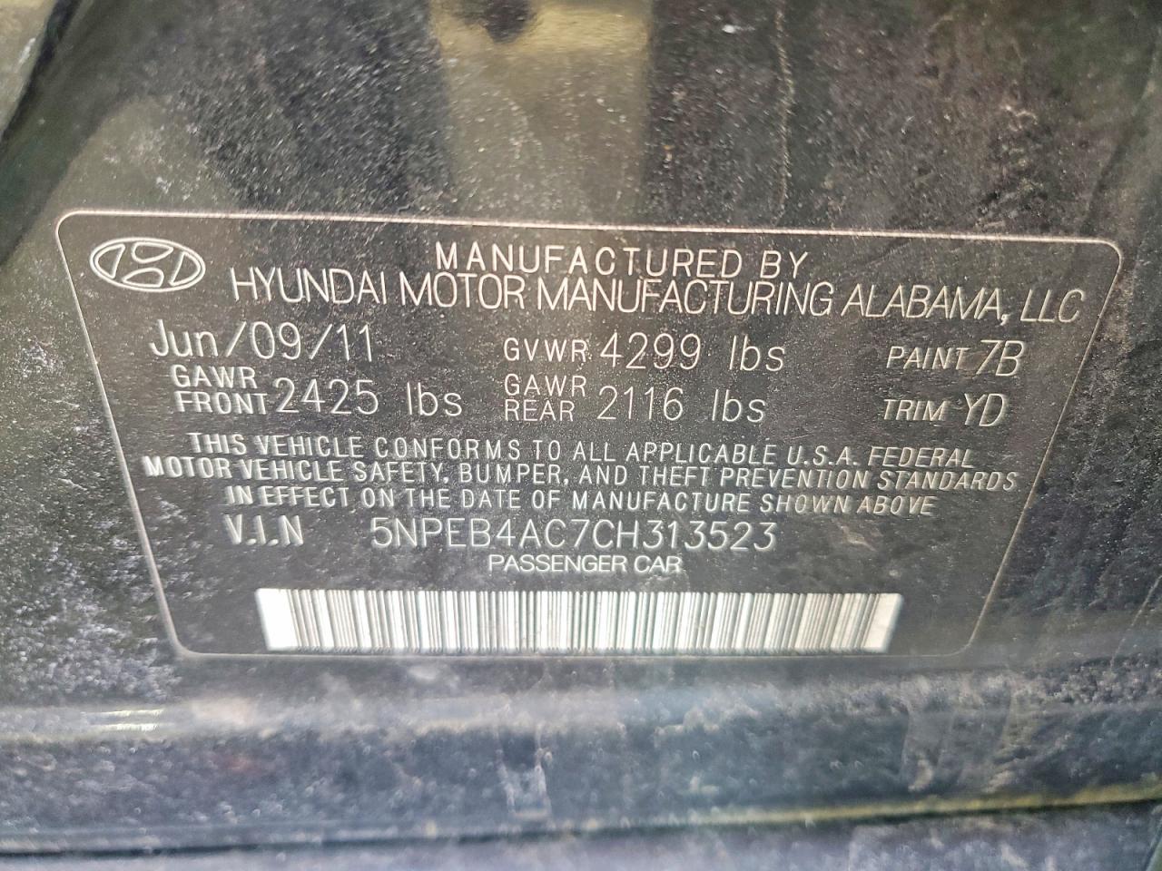 2012 HYUNDAI SONATA