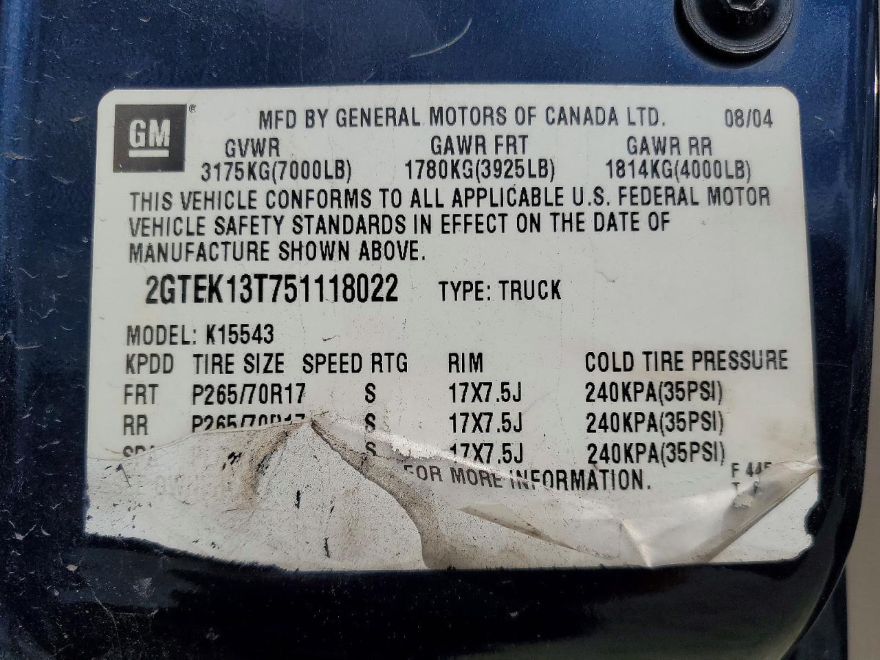 2005 GMC SIERRA 1500
