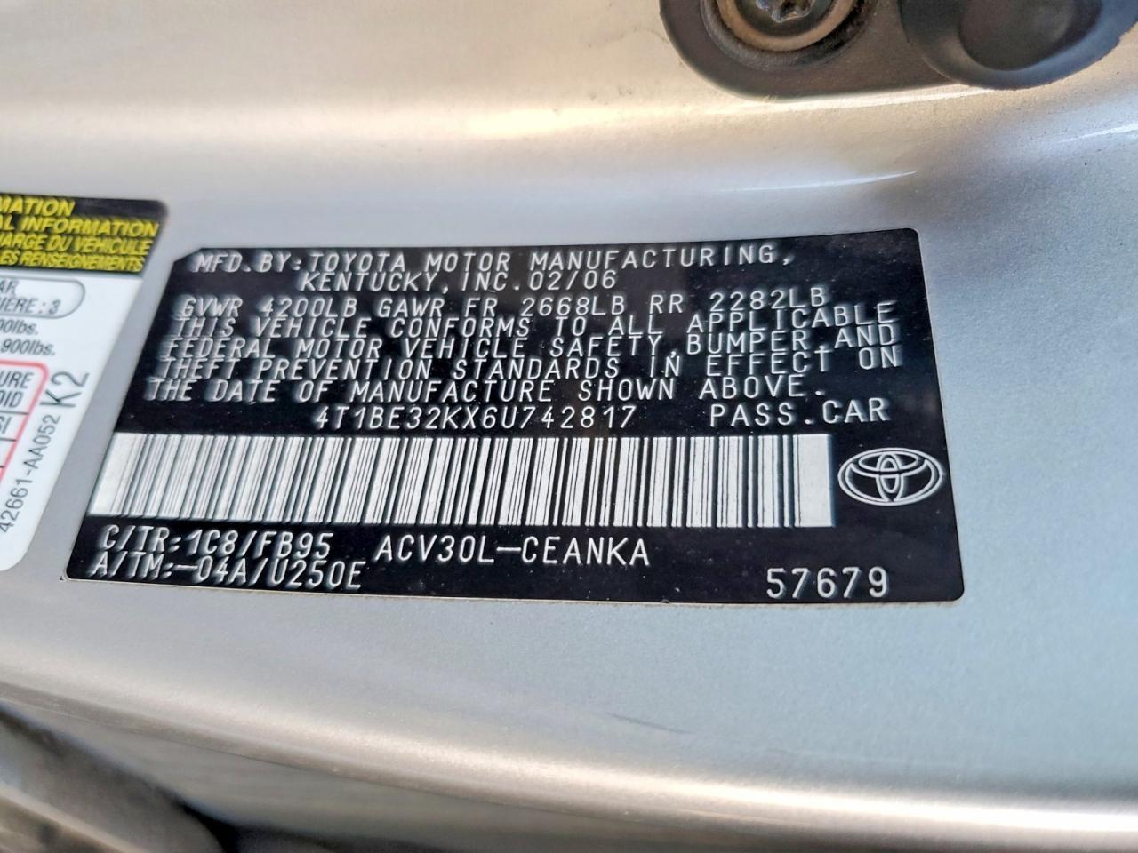 2006 TOYOTA CAMRY