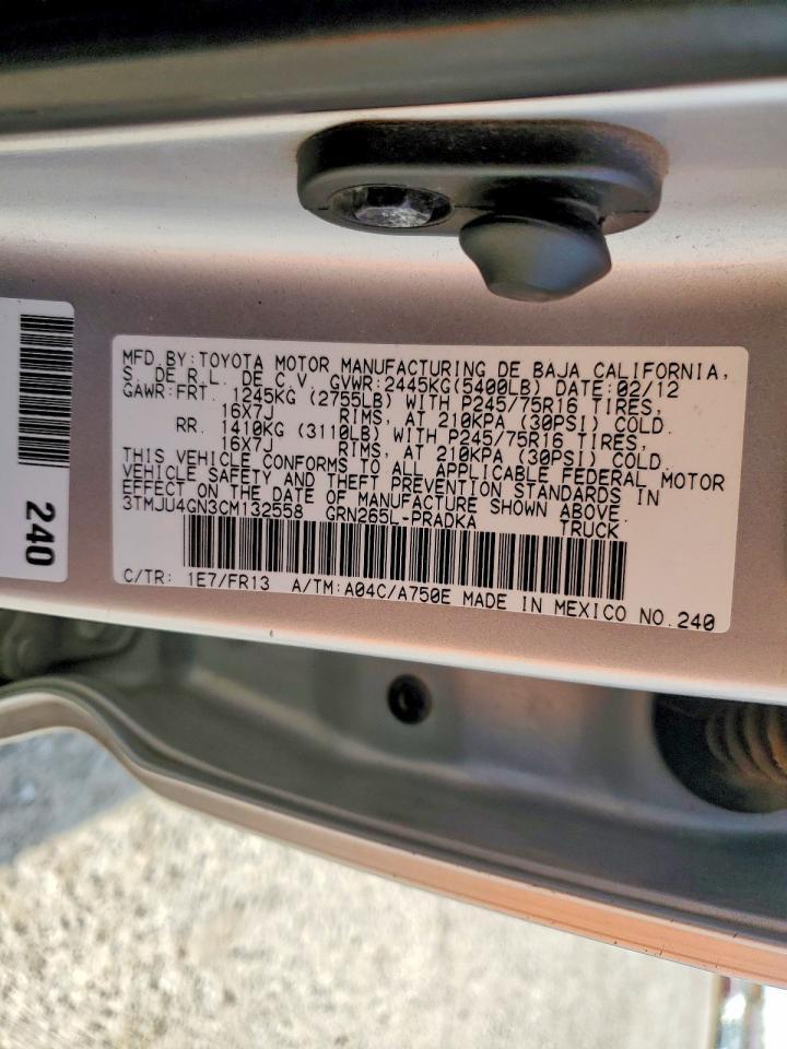 2012 TOYOTA TACOMA