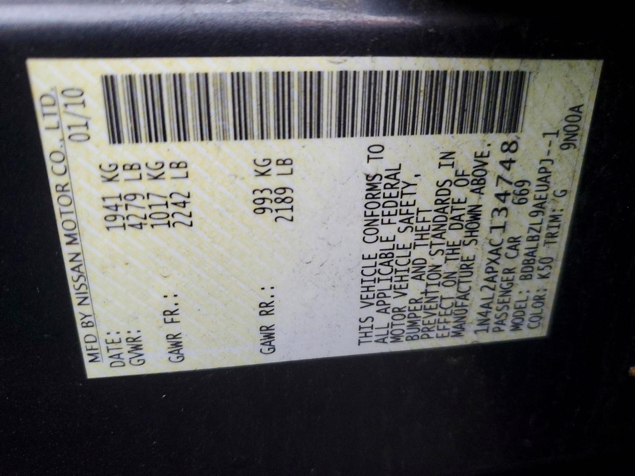 2010 NISSAN ALTIMA