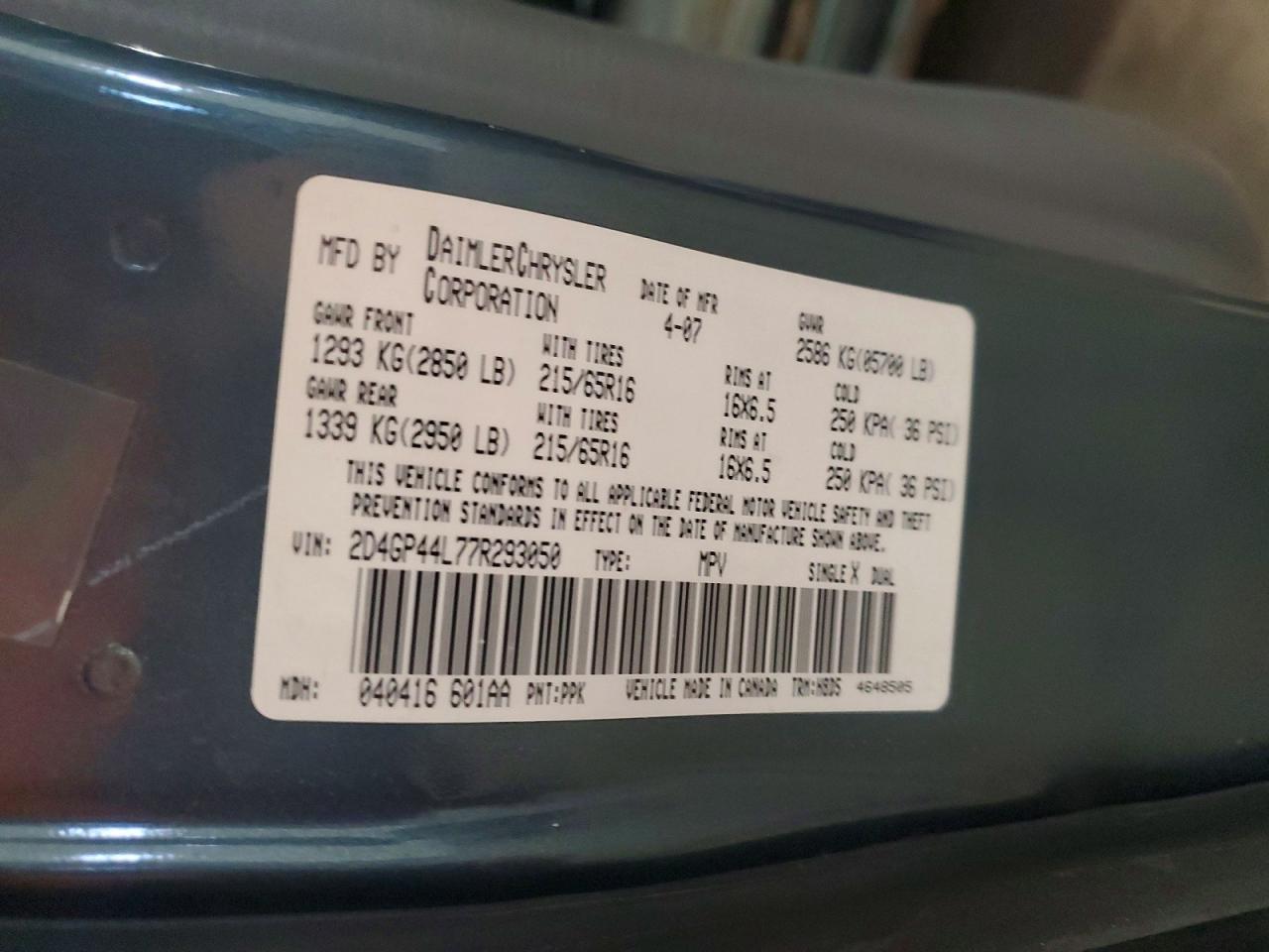 2007 DODGE GRAND CARAVAN