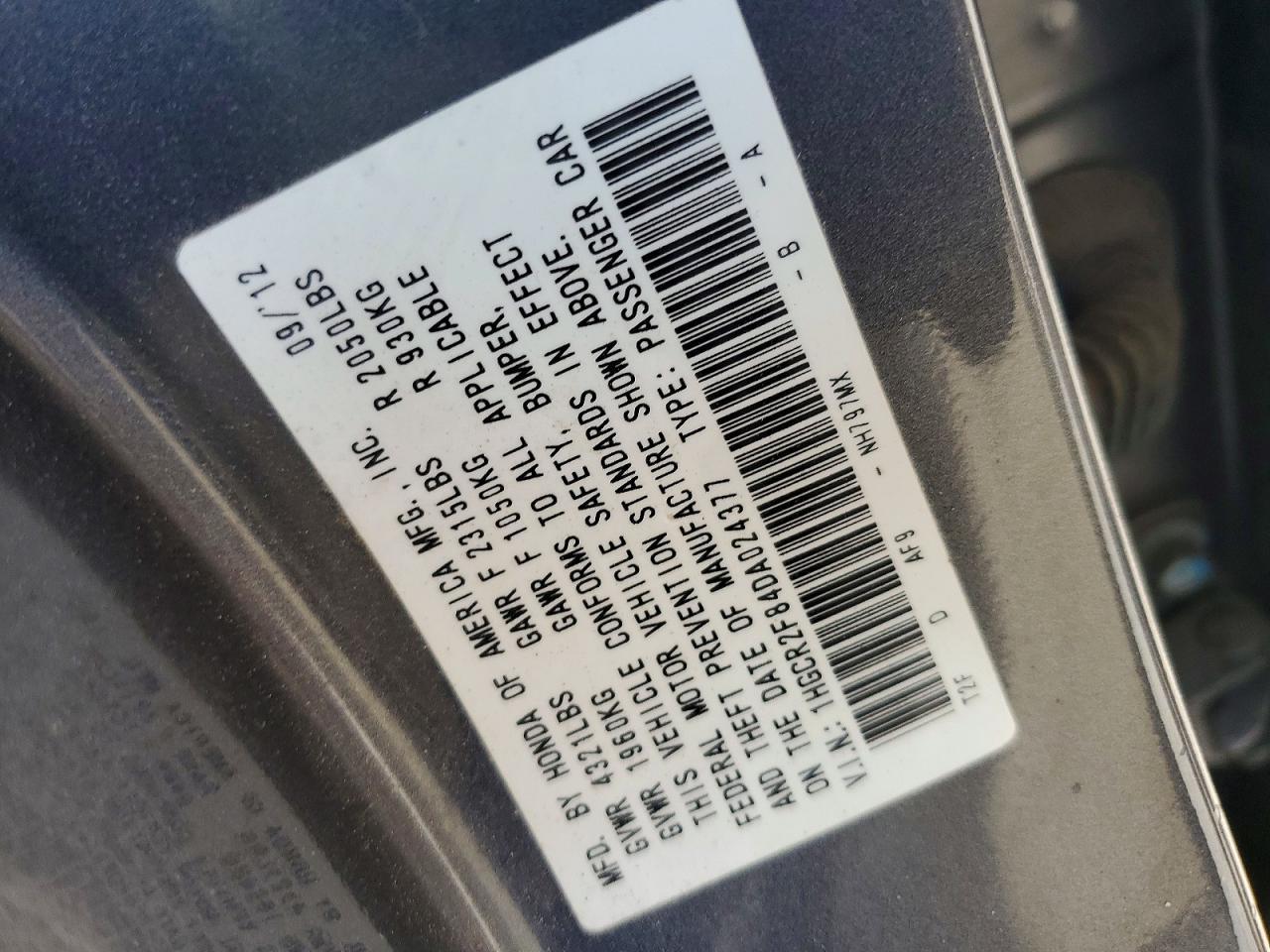 2013 HONDA ACCORD