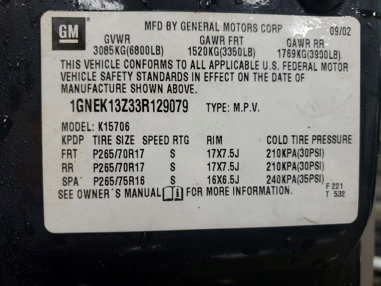 2003 CHEVROLET Tahoe