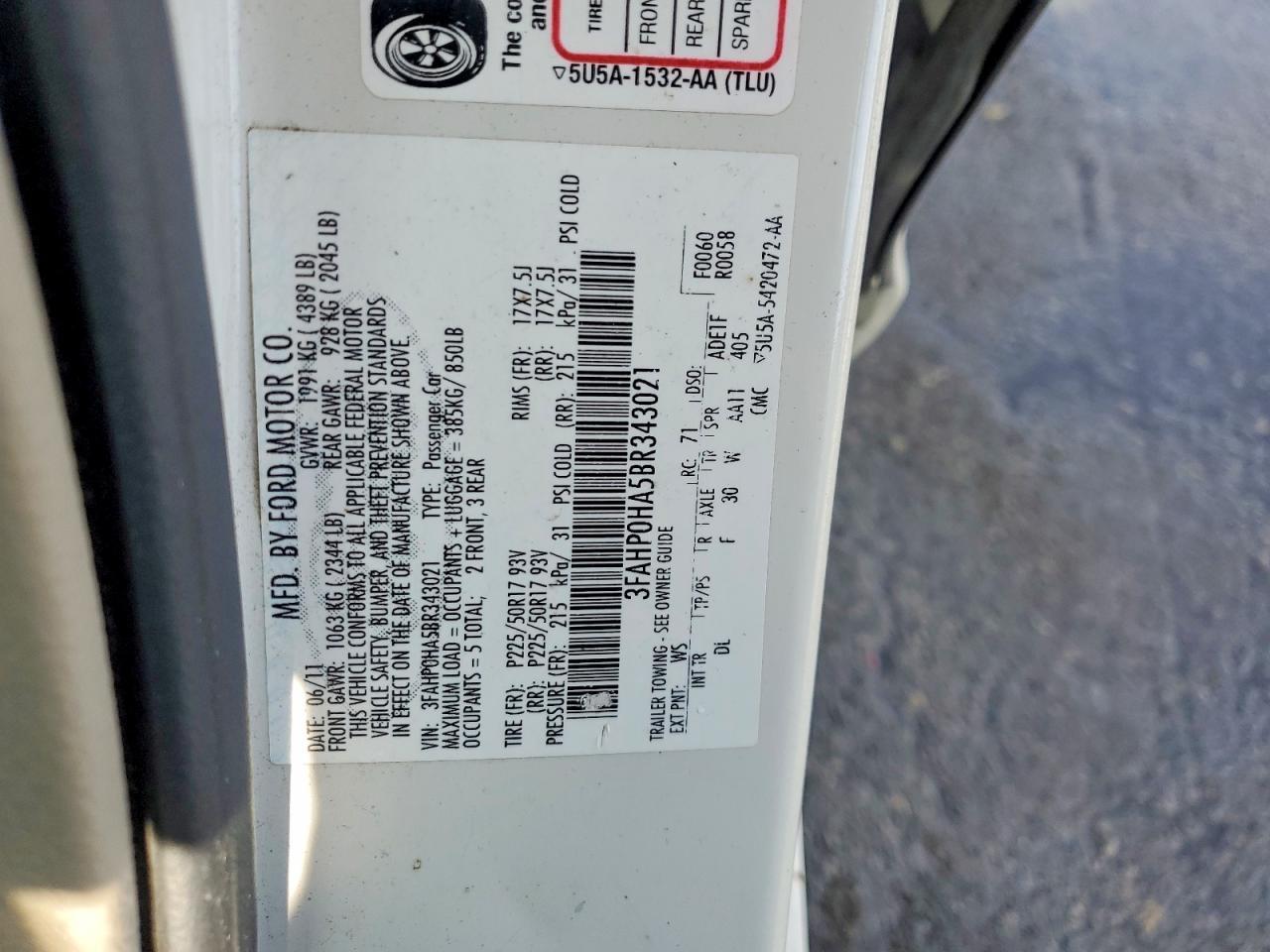 2011 FORD FUSION