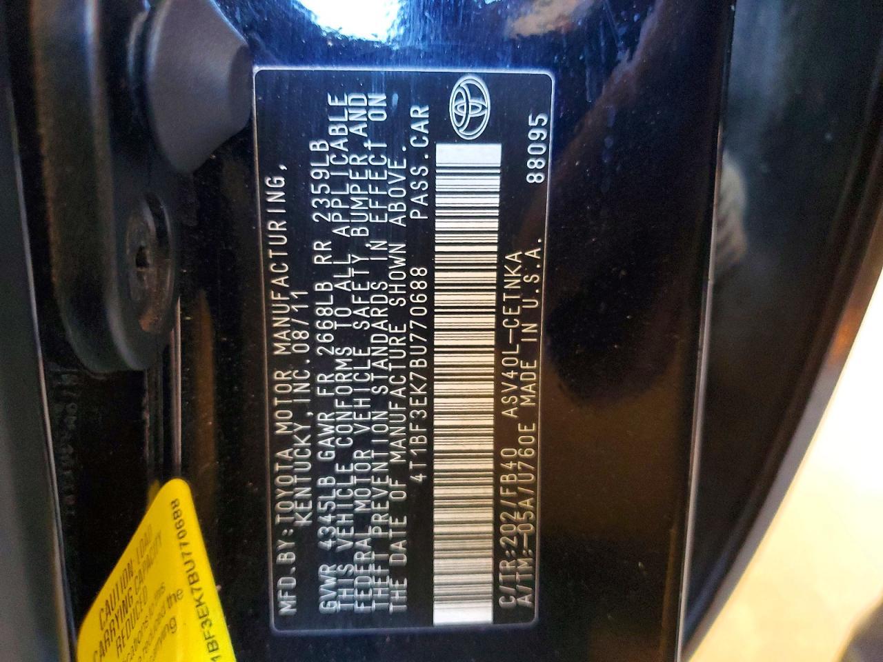 2011 TOYOTA CAMRY