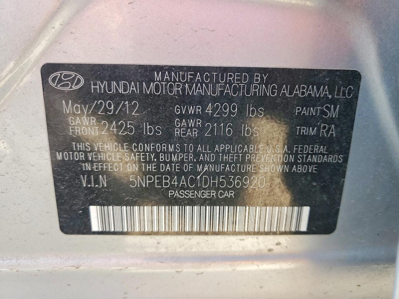 2013 HYUNDAI SONATA