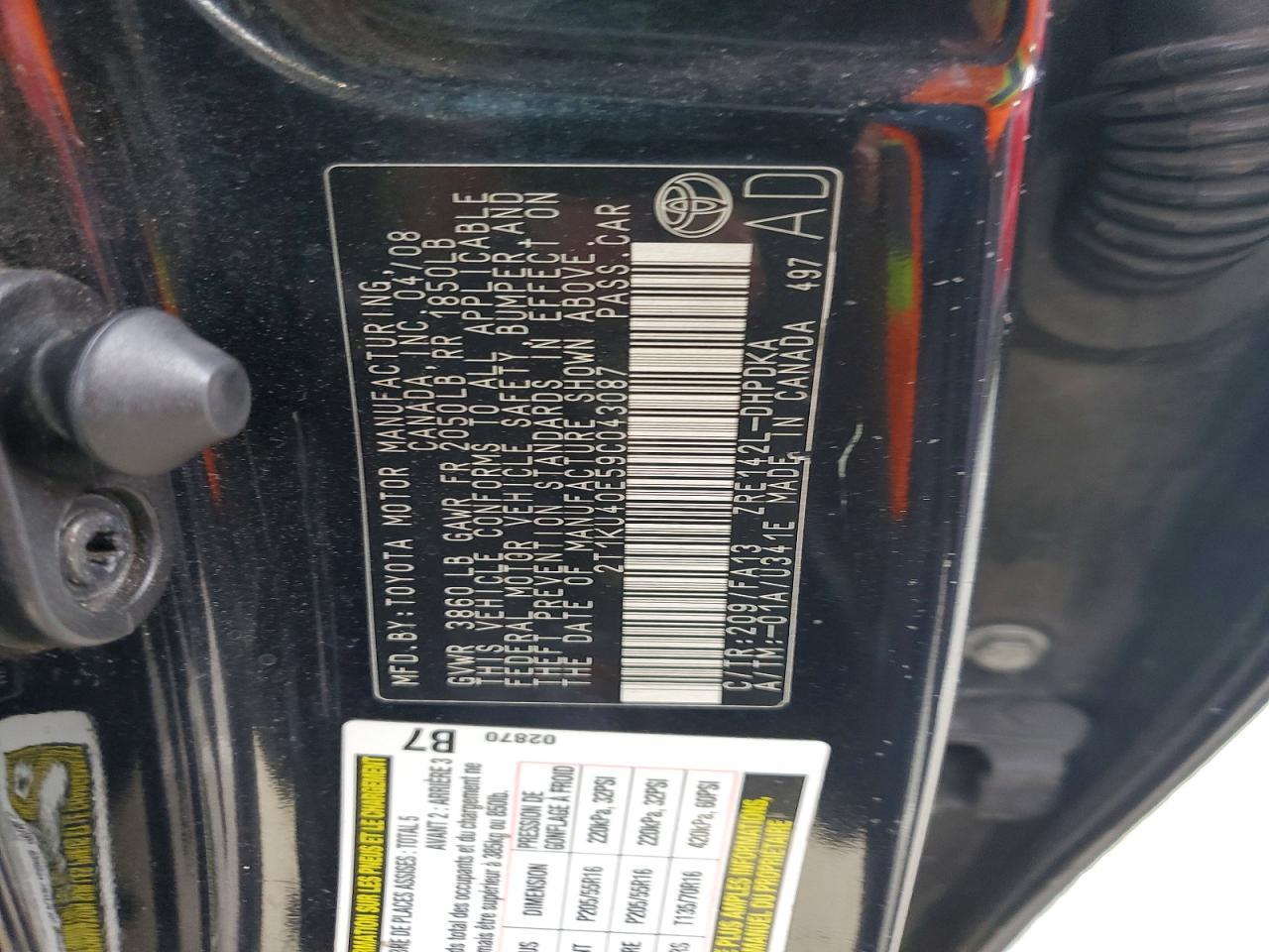 2009 TOYOTA COROLLA