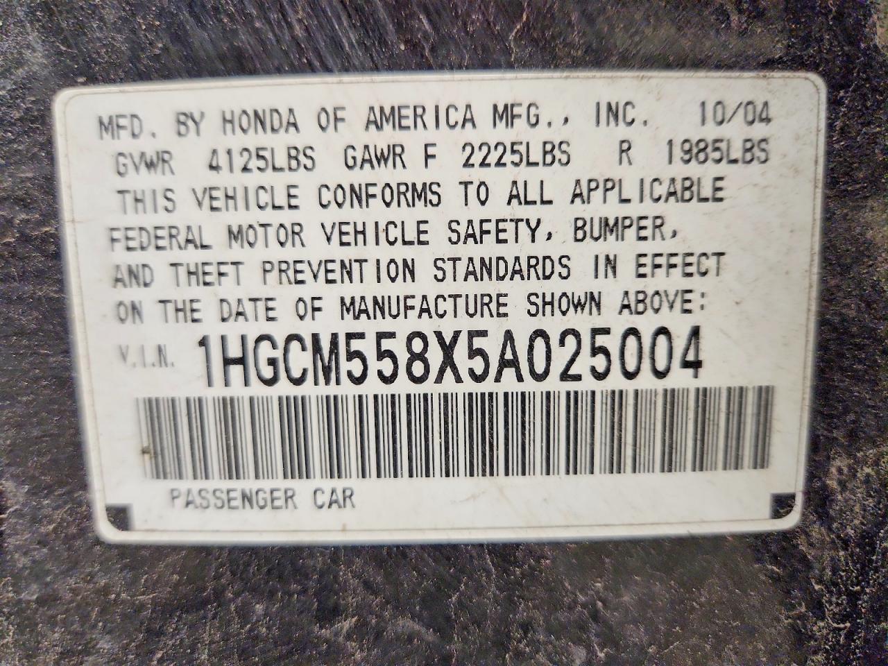 2005 HONDA ACCORD