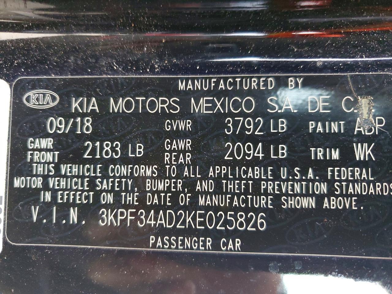 2019 KIA FORTE