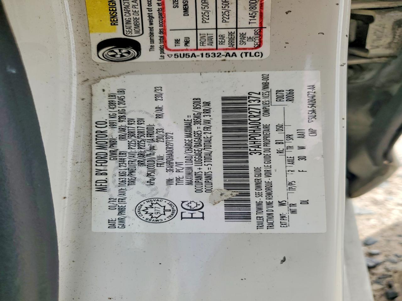 2012 FORD FUSION