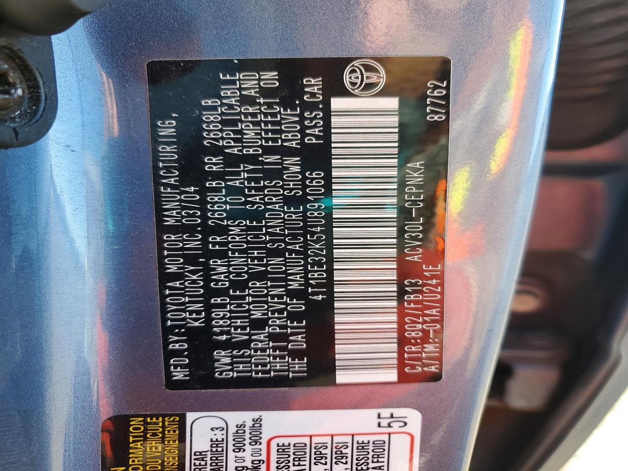 2004 TOYOTA CAMRY