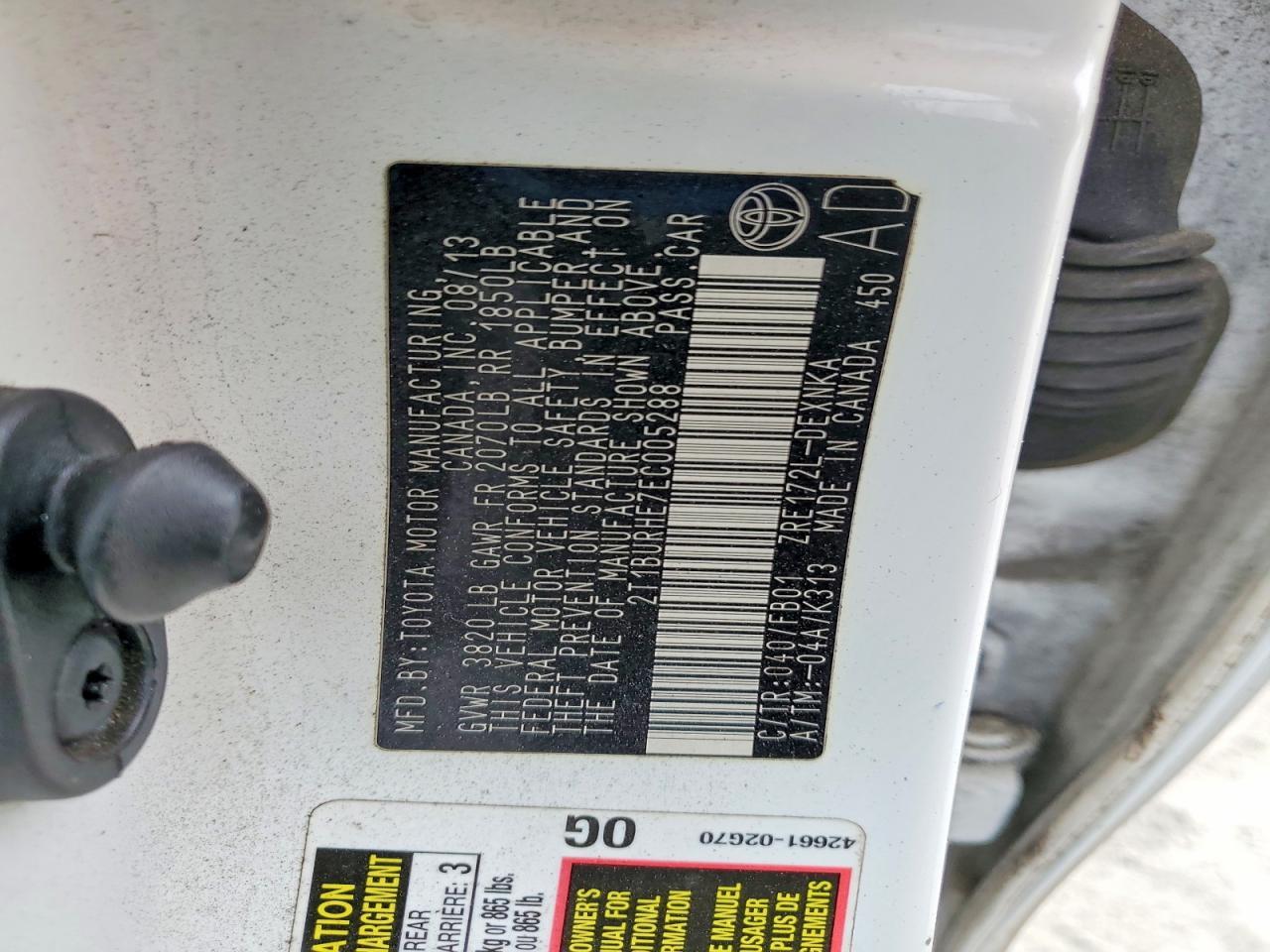 2014 TOYOTA COROLLA