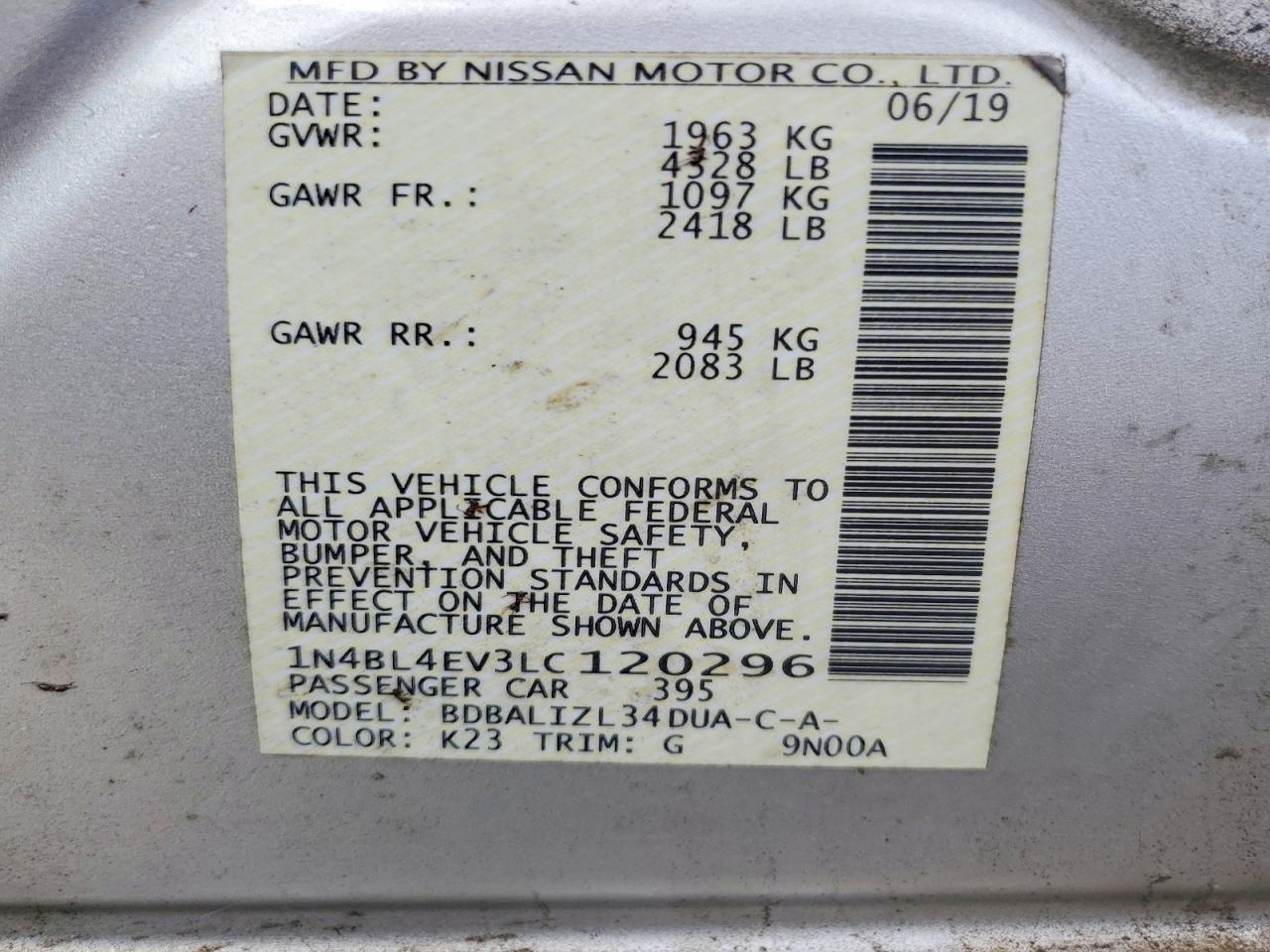 2020 NISSAN ALTIMA