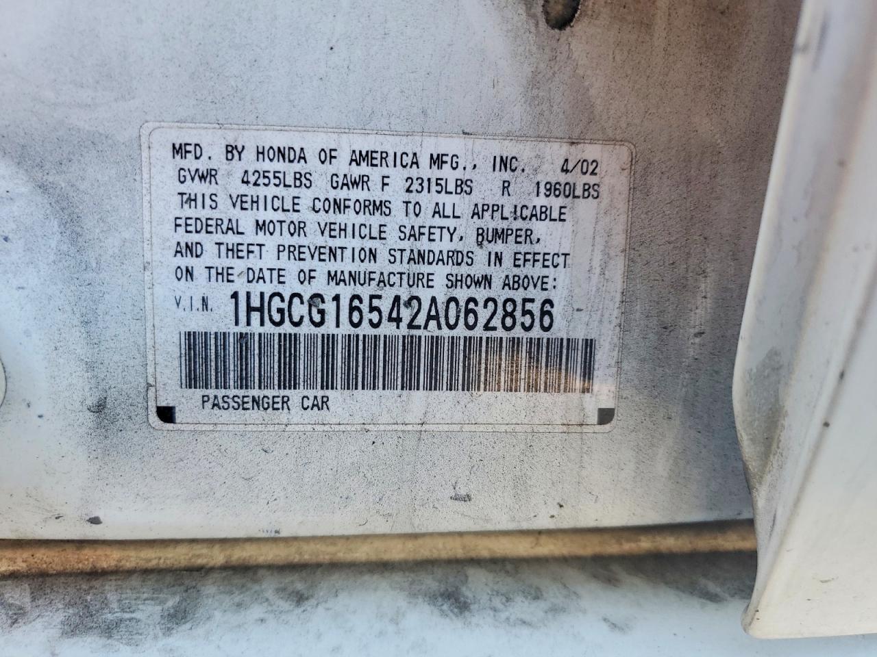 2002 HONDA ACCORD