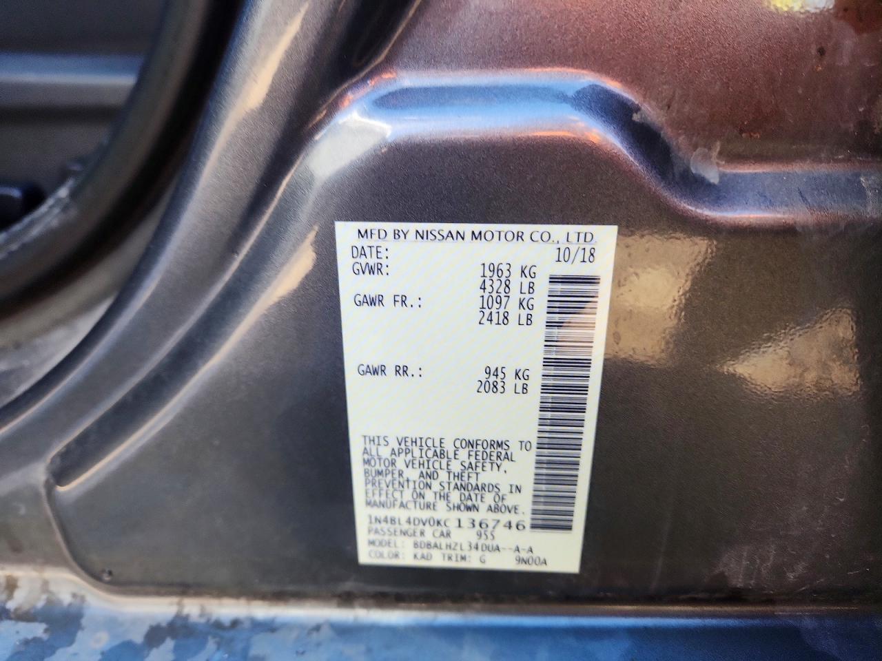 2019 NISSAN ALTIMA