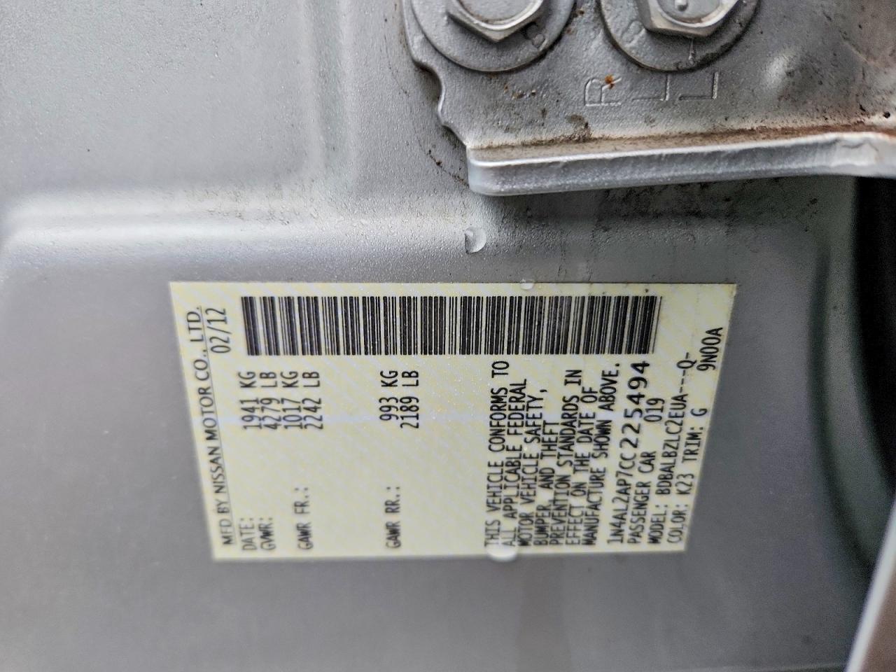 2012 NISSAN ALTIMA
