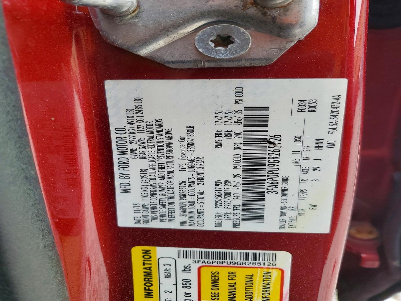 2016 FORD FUSION