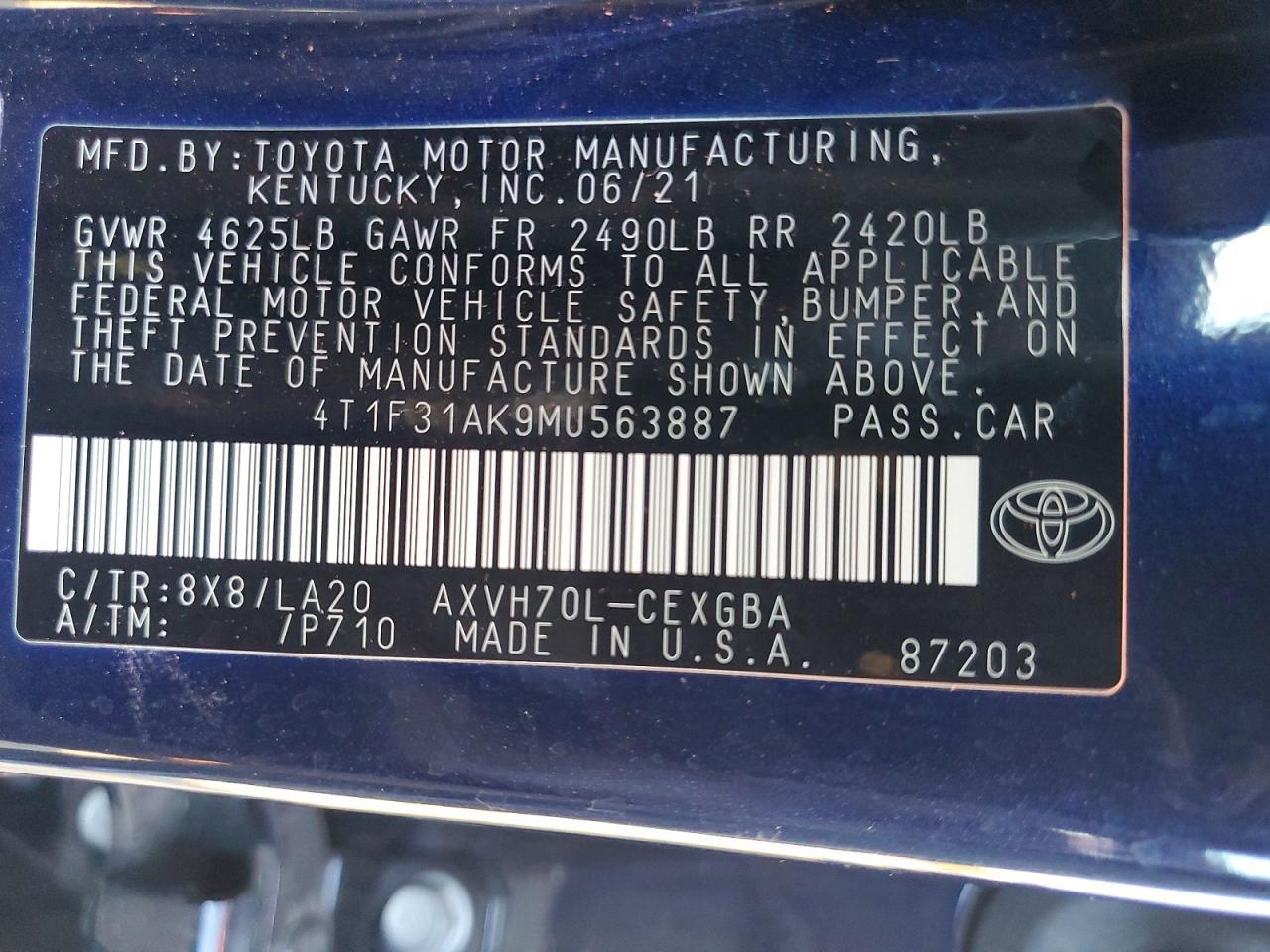 2021 TOYOTA CAMRY