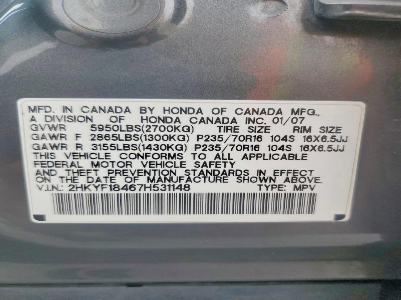 2007 HONDA PILOT