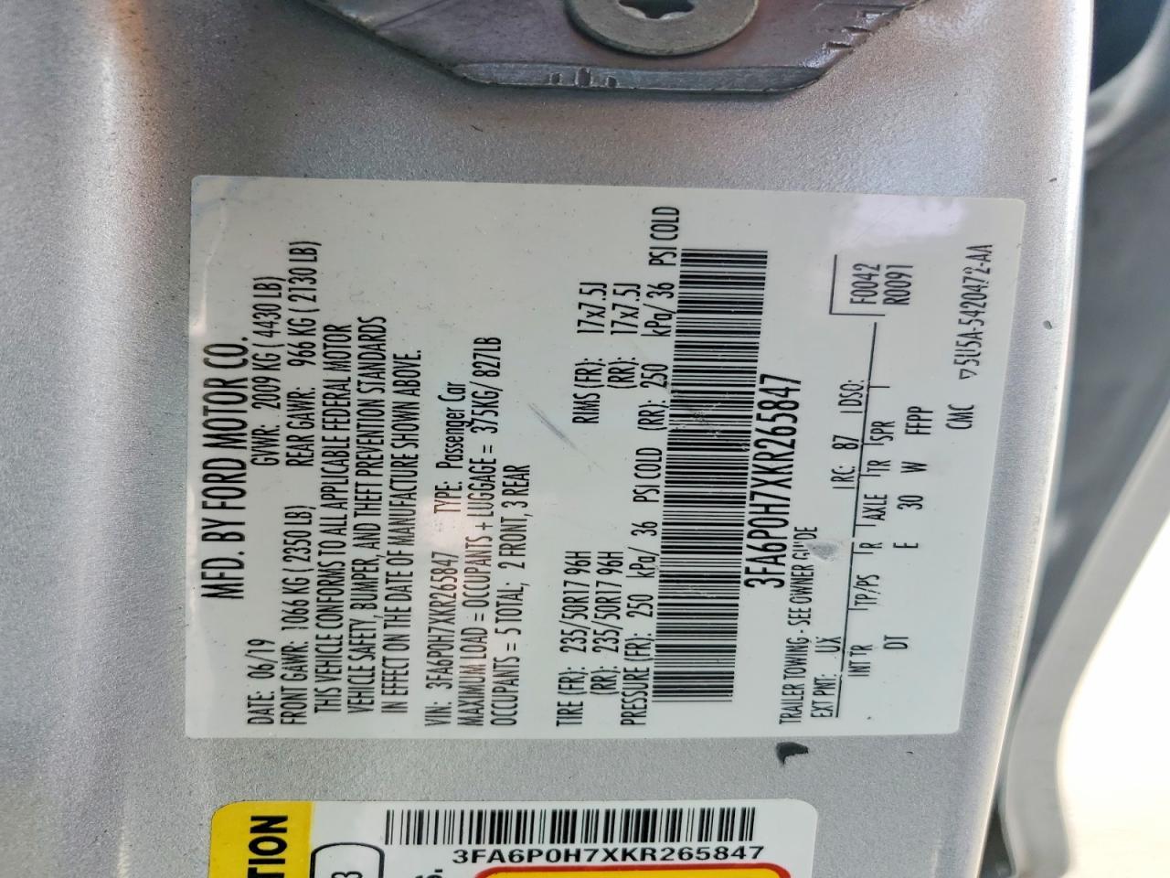 2019 FORD FUSION