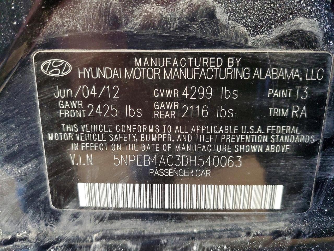 2013 HYUNDAI SONATA