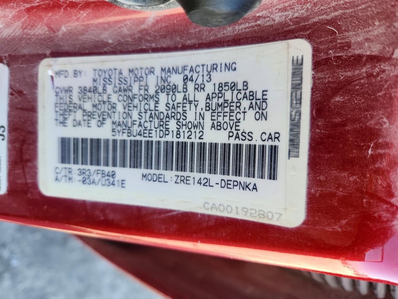 2013 TOYOTA COROLLA